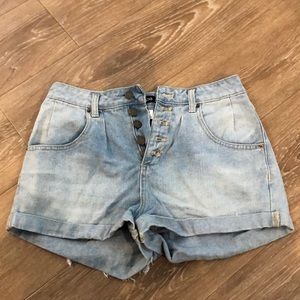 High waisted jean shorts